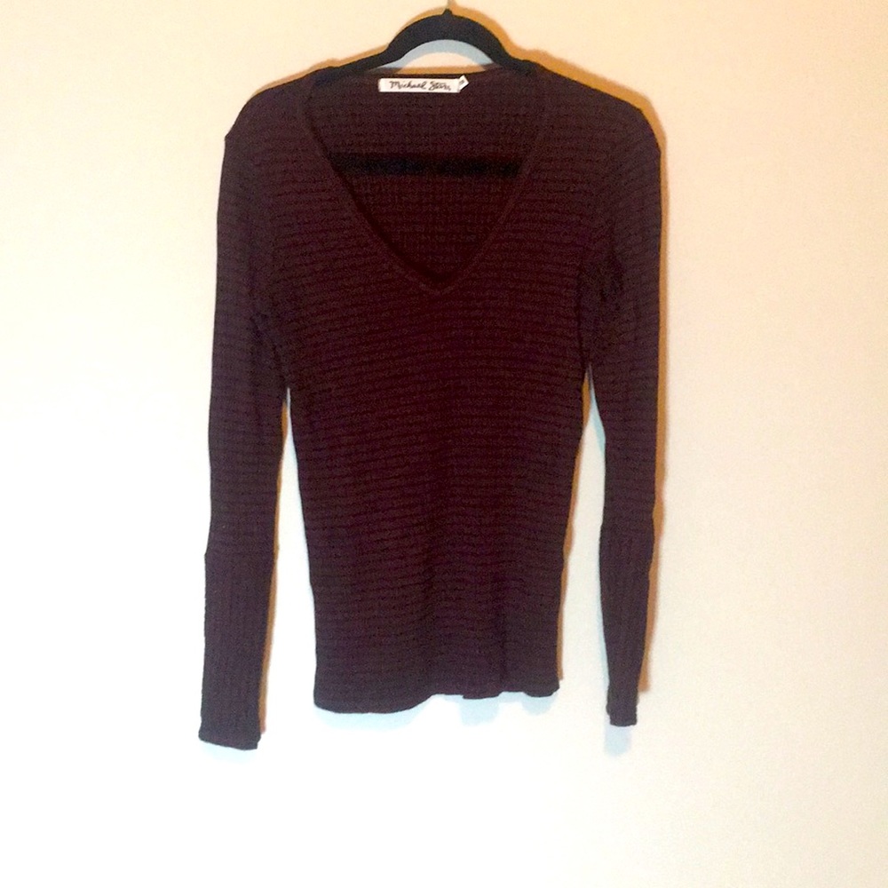 Michael stars one size maroon black striped longsl